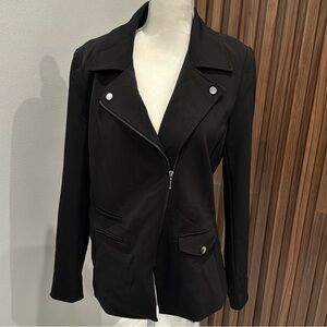 White House Black Market Asymmetrical Moto Women's Blazer Jacket Size 12